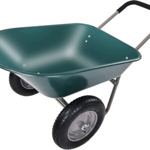 Dual-Wheel Home Garden Yard Utility Wheelbarrow Cart with Built-in Stand