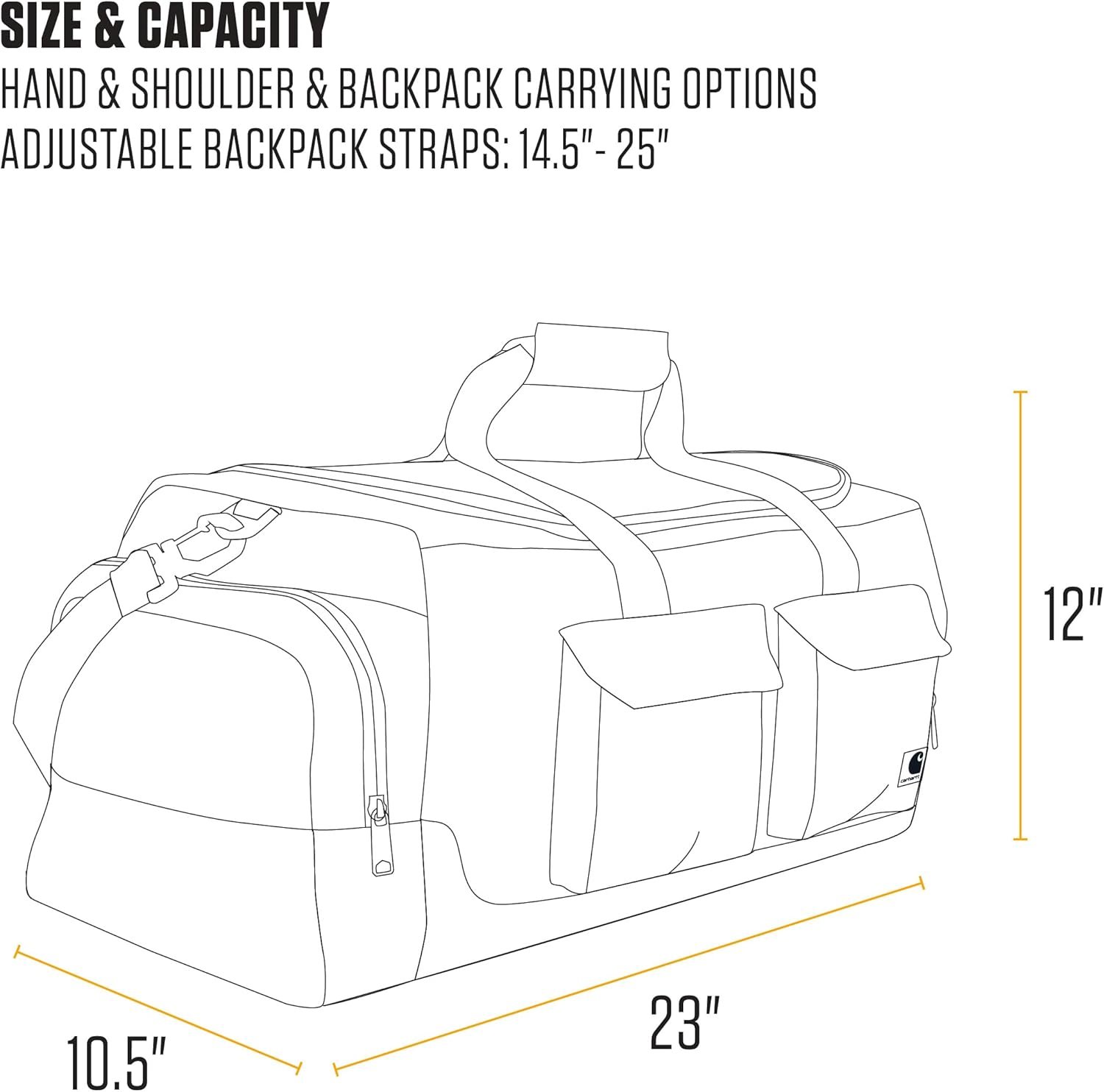 Carhartt 40l Utility Duffel, Heavy-Duty Gear Bag for Jobsite, Gym, & Travel - Image 6
