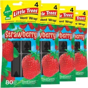 LITTLE TREES Car Air Freshener. Vent Wrap Provides Long-Lasting Scent, Slip on Vent Blade. Strawberry, 16 Air Fresheners