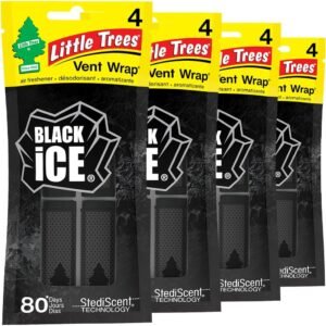 LITTLE TREES Car Air Freshener. Vent Wrap Provides Long-Lasting Scent, Slip on Vent Blade. Black Ice, 16 Air Fresheners