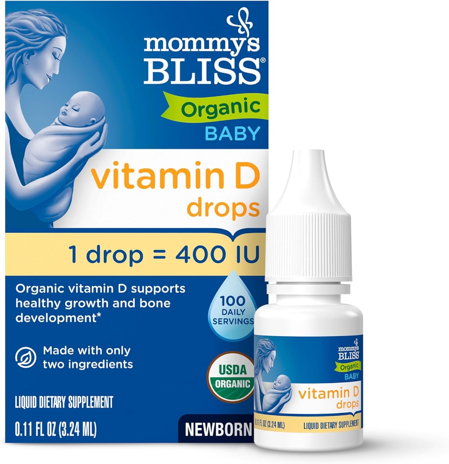 Mommy’s Bliss Organic Vitamin D Drops - Infants and Newborns - Supports Growth and Bone Development - Easy Use - 400 IU Per Drop - 100 Daily Servings - Image 2