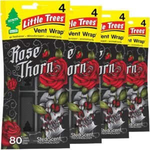 LITTLE TREES Car Air Freshener. Vent Wrap Provides Long-Lasting Scent, Slip on Vent Blade. Rose Thorn, 16 Air Fresheners