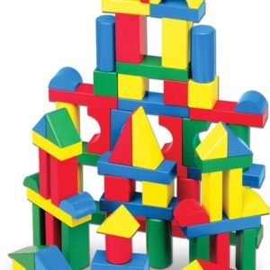 Melissa & Doug Wooden Building Blocks Set – 100 Blocks in 4 Colors and 9 Shapes – FSC Certified