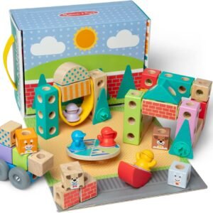 Melissa & Doug Blockables™ Town Snap and Play, Mix and Match Connectable Wooden Building Blocks Play Set Toy for Preschool Boys and Girls (73 Pcs)