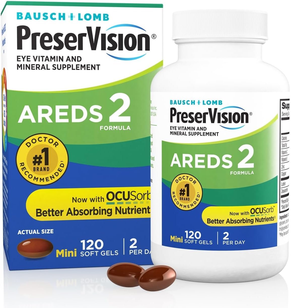 PreserVision AREDS 2 Eye Vitamins, #1 Eye Doctor Recommended Brand, Lutein and Zeaxanthin Supplement with Vitamin C, Vitamin E, Zinc, and Copper, 120 Softgels (Minigels) - Image 2