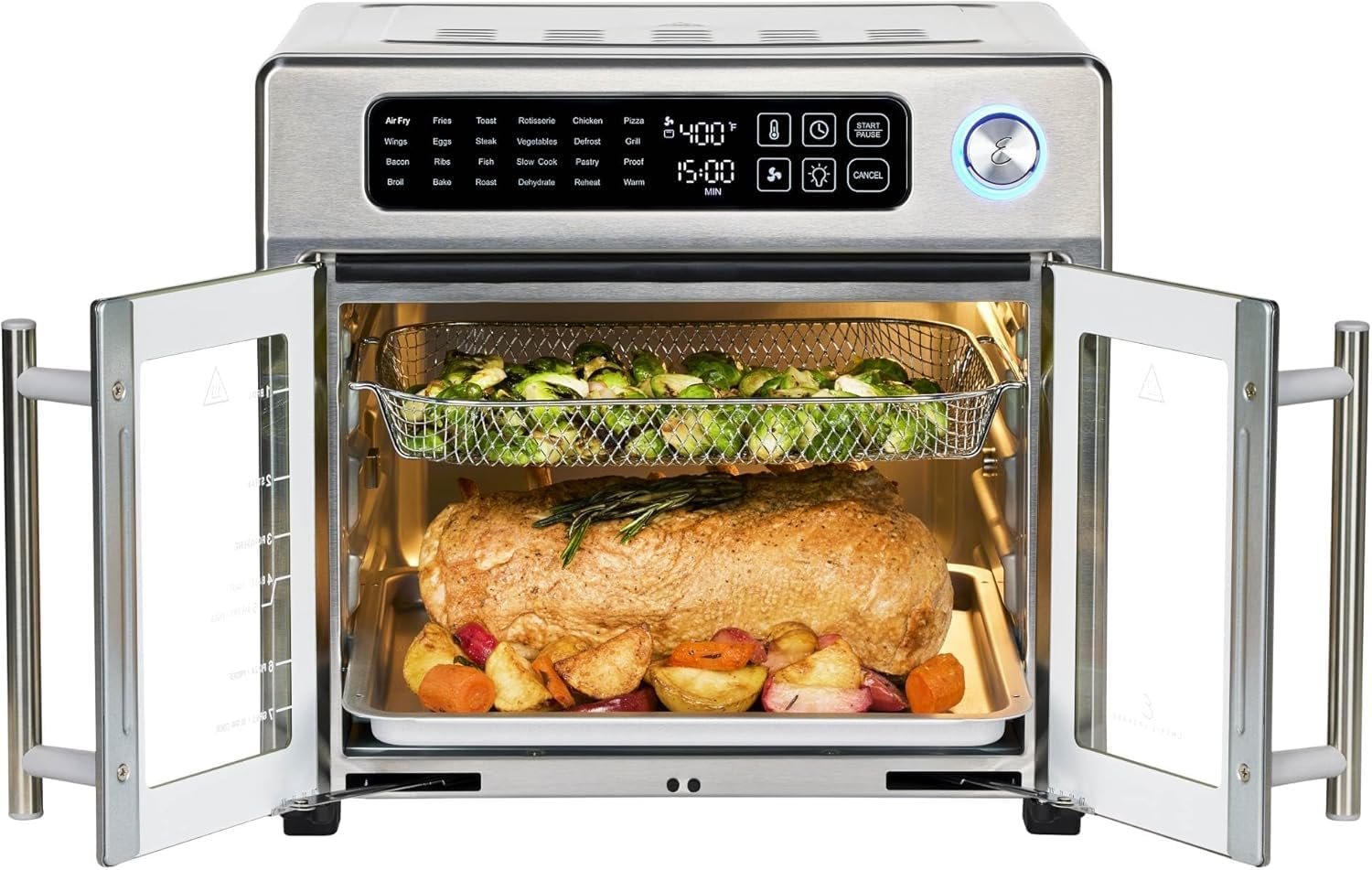 Emeril Lagasse Extra Large French Door Air Fryer Toaster Oven Combo, 24 Cooking Functions and Digital Controls, 7 Accessories Included, Stainless Steel Finish, 26QT Capacity - Image 9