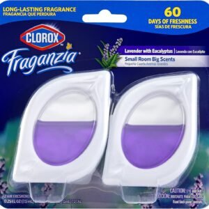Clorox Fraganzia Small Rooms Air Freshener, Lavender with Eucalyptus – Peel & Place Air Freshener, No-Plug, Battery-Free for Closets, Laundry Room, Entry Way, Bathroom, 0.25 Fl Oz Each, 2 Count