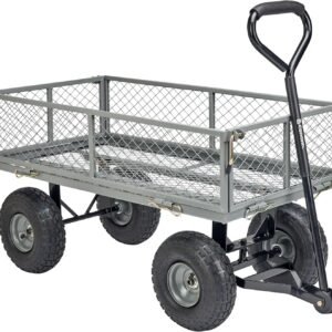 Corona Metal Landscape Cart 400 Pound Capacity Fold Down Sides 10 Inch Pneumatic Tires for Yard, Gardening, Bark, Planting