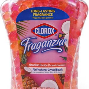 Clorox Fraganzia Crystal Beads Air Freshener in Hawaiian Escape Scent – Long-Lasting Room Deodorizer – Odor Eliminator Gel Beads to Freshen Home, Car, or Office, 12 Fl Oz