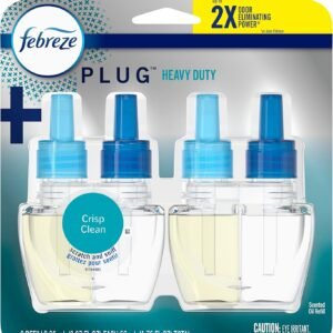 Febreze Odor-Fighting Fade Defy PLUG Air Freshener Refill, Heavy Duty Crisp Clean, (2) .87 fl. oz. Oil Refills