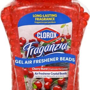 Clorox Fraganzia Crystal Beads Air Freshener in Cherry Burst Scent – Long-Lasting Room Deodorizer – Odor Eliminator Gel Beads to Freshen Home, Car, or Office, 12 Fl Oz