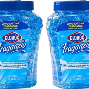 Clorox Fraganzia Crystal Beads Air Freshener Value Pack in Morning Sky Scent – Long-Lasting Odor Eliminator Gel Beads to Freshen Home, Car, or Office, 12 Fl Oz Twin Pack (24 Oz Total)
