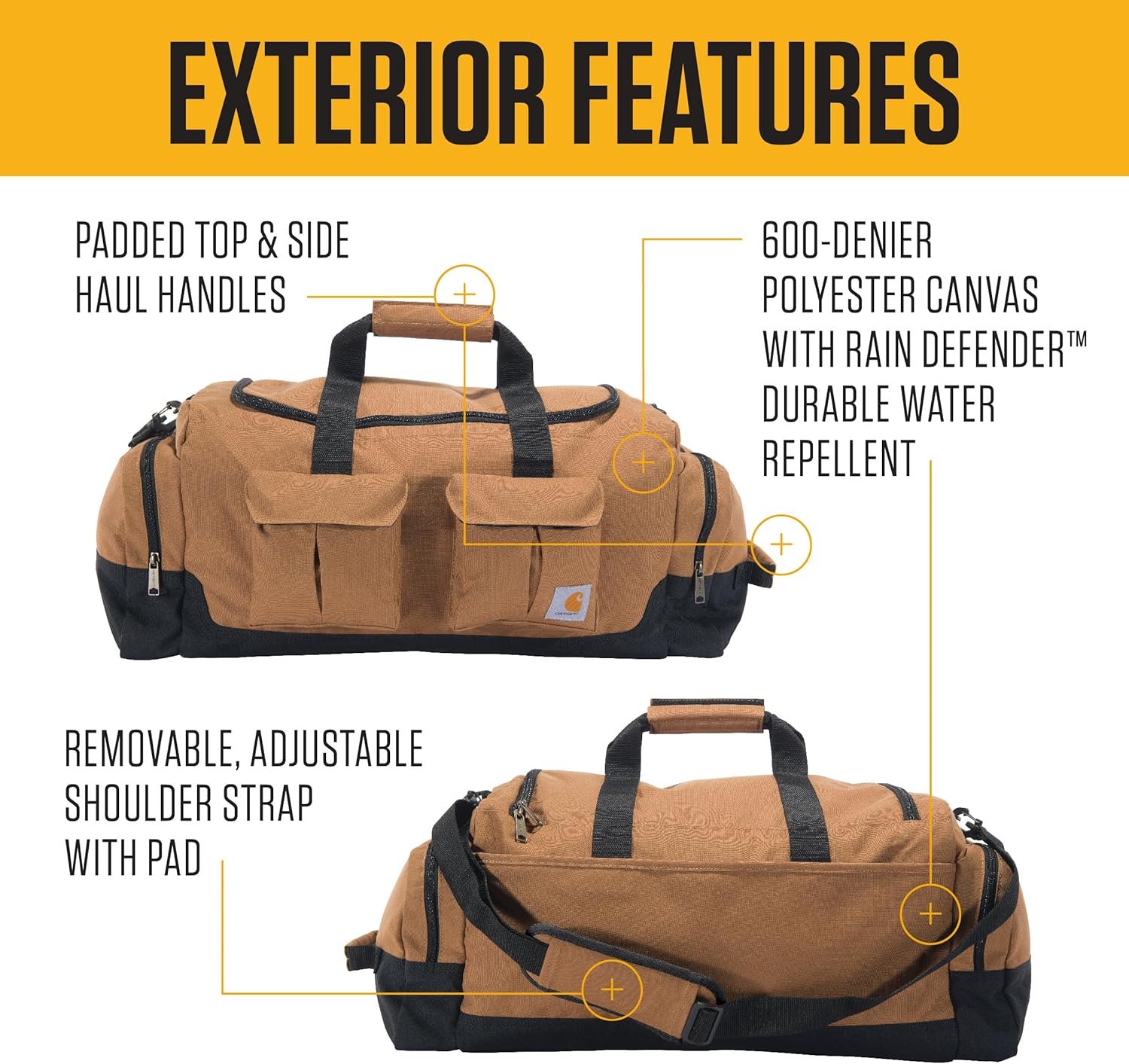 Carhartt 40l Utility Duffel, Heavy-Duty Gear Bag for Jobsite, Gym, & Travel - Image 3